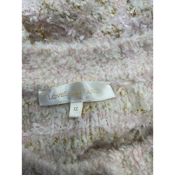 Loveshackfancy 'Saxson' Pink Polyester Tweed Cardigan Size XS - Picture 4 of 5